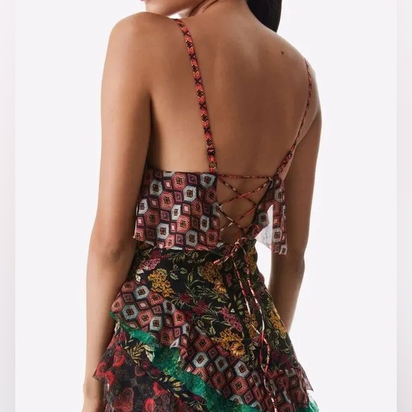 LIKE NEW ALICE + OLIVIA Laverne Asymmetric Ruffled Dress 0-2 Extra Small Floral - Picture 6 of 13